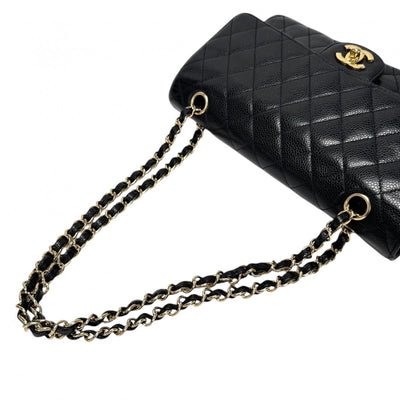 CHANEL 香奈儿 Matelass? Matelasse 25 Double flap Double chain W襟翼 W chain 袋肩袋鱼子酱皮肤黑色金色五金连锁肩袋可可标记转弯锁