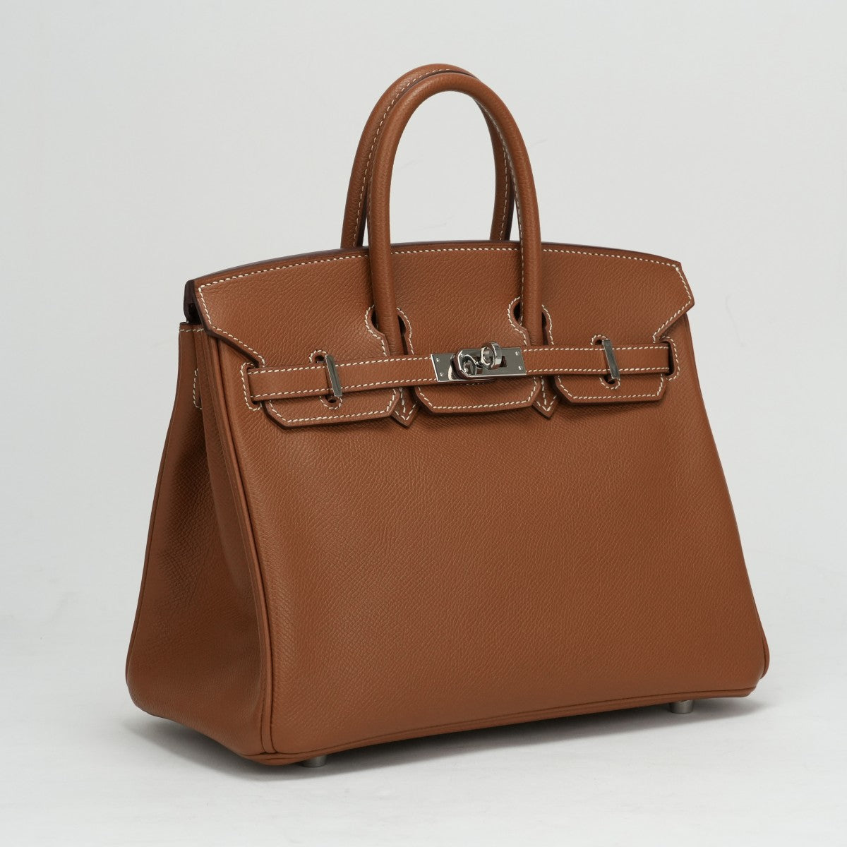 HERMES 헤르메스 Birkin 25 Birkin 25 가방 토트 백 엡슨 골드 브라운 실버 하드웨어 Vaugh Epson