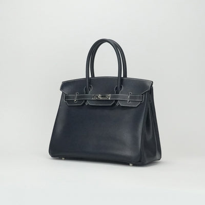 HERMES 爱马仕 Birkin 30 Birkin 30 袋手提袋库什贝尔海军海军蓝色银色硬件