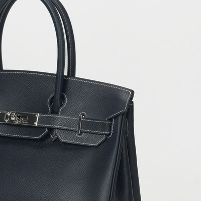 HERMES 爱马仕 Birkin 30 Birkin 30 袋手提袋库什贝尔海军海军蓝色银色硬件