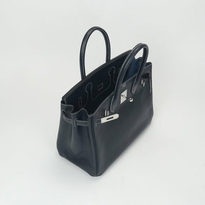 HERMES 爱马仕 Birkin 30 Birkin 30 袋手提袋库什贝尔海军海军蓝色银色硬件