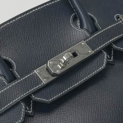 HERMES 爱马仕 Birkin 30 Birkin 30 袋手提袋库什贝尔海军海军蓝色银色硬件