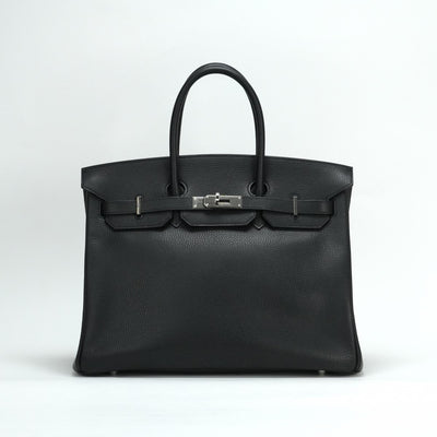 HERMES 헤르메스 Birkin 35 Birkin 35 가방, 토트 백, Vacherierger 누아르, 검은 색, 은색 피팅