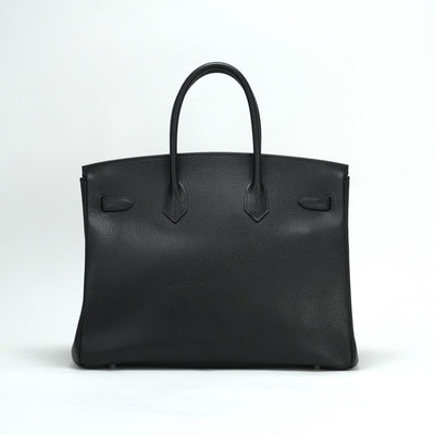 HERMES 헤르메스 Birkin 35 Birkin 35 가방, 토트 백, Vacherierger 누아르, 검은 색, 은색 피팅