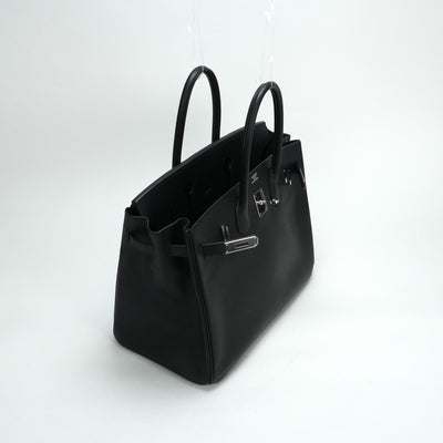 HERMES 헤르메스 Birkin 35 Birkin 35 가방, 토트 백, Vacherierger 누아르, 검은 색, 은색 피팅