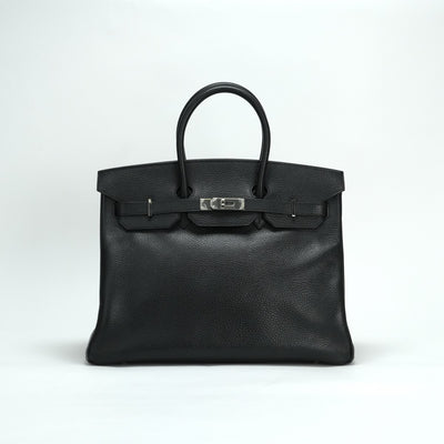 HERMES 헤르메스 Birkin 35 Birkin 35 가방, 토트 백, Ardennes 누아르, 검은 색, 실버 하드웨어