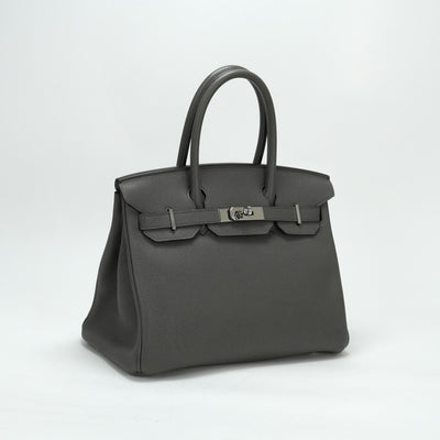 HERMES 爱马仕 Birkin 30 Birkin 30 袋手提袋dogo etan灰色银金属配件