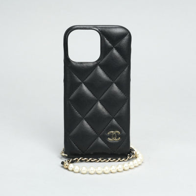 CHANEL CHANEL Matelasse iPhone14ProMAX iPhone 14 Pro Max Other Lambskin black gold fittings