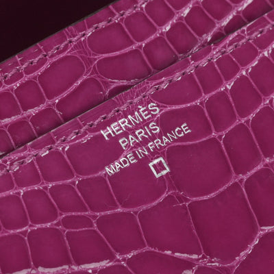 HERMES 헤르메스 Constance long Constance long 지갑 롱 지갑 롱 지갑 악어 악어 로즈 체 히어 라자이드 핑크 실버 메탈 피팅 이국