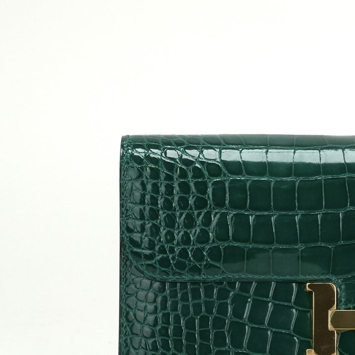 【美品/希少】エルメス 最高級エプロン 馬具・ベルト柄 コットン 紺緑 仏製 エルメス HERMES コンスタンスロング コンスタンス ロング 財布 長財布