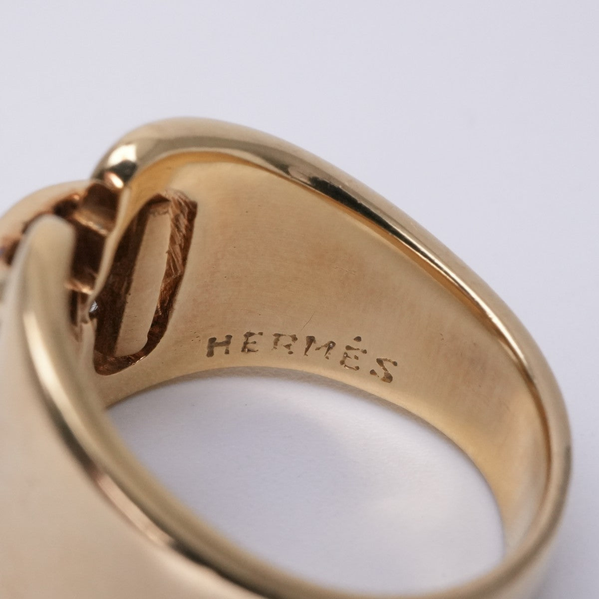 HERMES 爱马仕戒指750金色古董稀有钻石珠宝珠宝