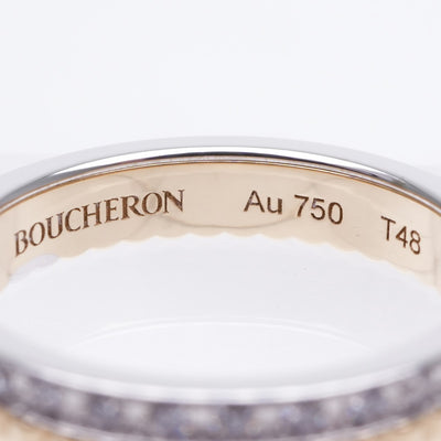 ブシュロン BOUCHERON キャトル ラディアント リング ハーフ フルパヴェ キャトルリング　ラディアントリング quatre radiant edition リング 指輪 750YG/WG イエローゴールド　ホワイトゴールド エタニティリング 結婚指輪 マリッジリング K18YG WG