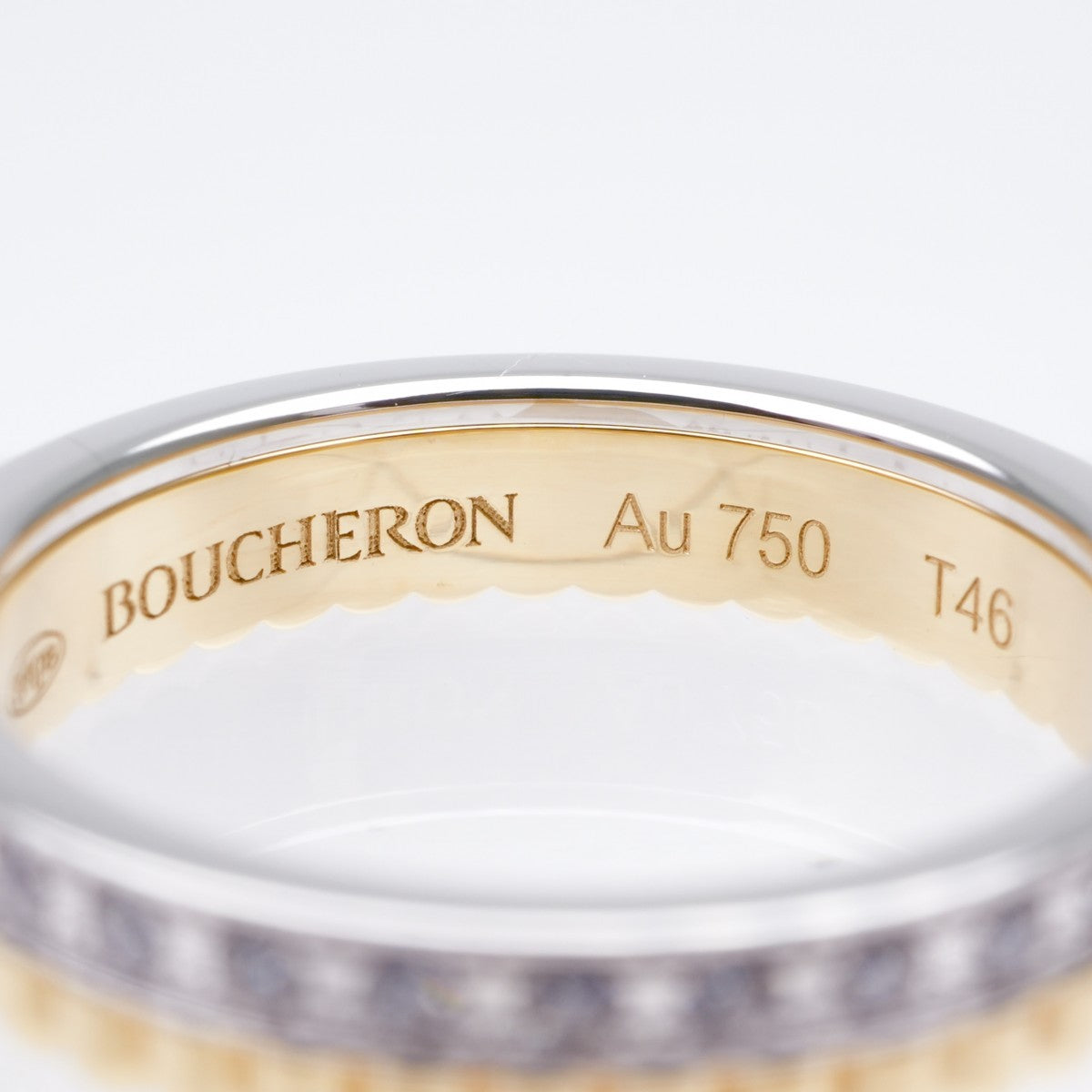 ブシュロン BOUCHERON キャトル ラディアント リング ハーフ フルパヴェ キャトルリング　ラディアントリング quatre radiant edition リング 指輪 750YG/WG イエローゴールド　ホワイトゴールド エタニティリング 結婚指輪 マリッジリング K18YG WG