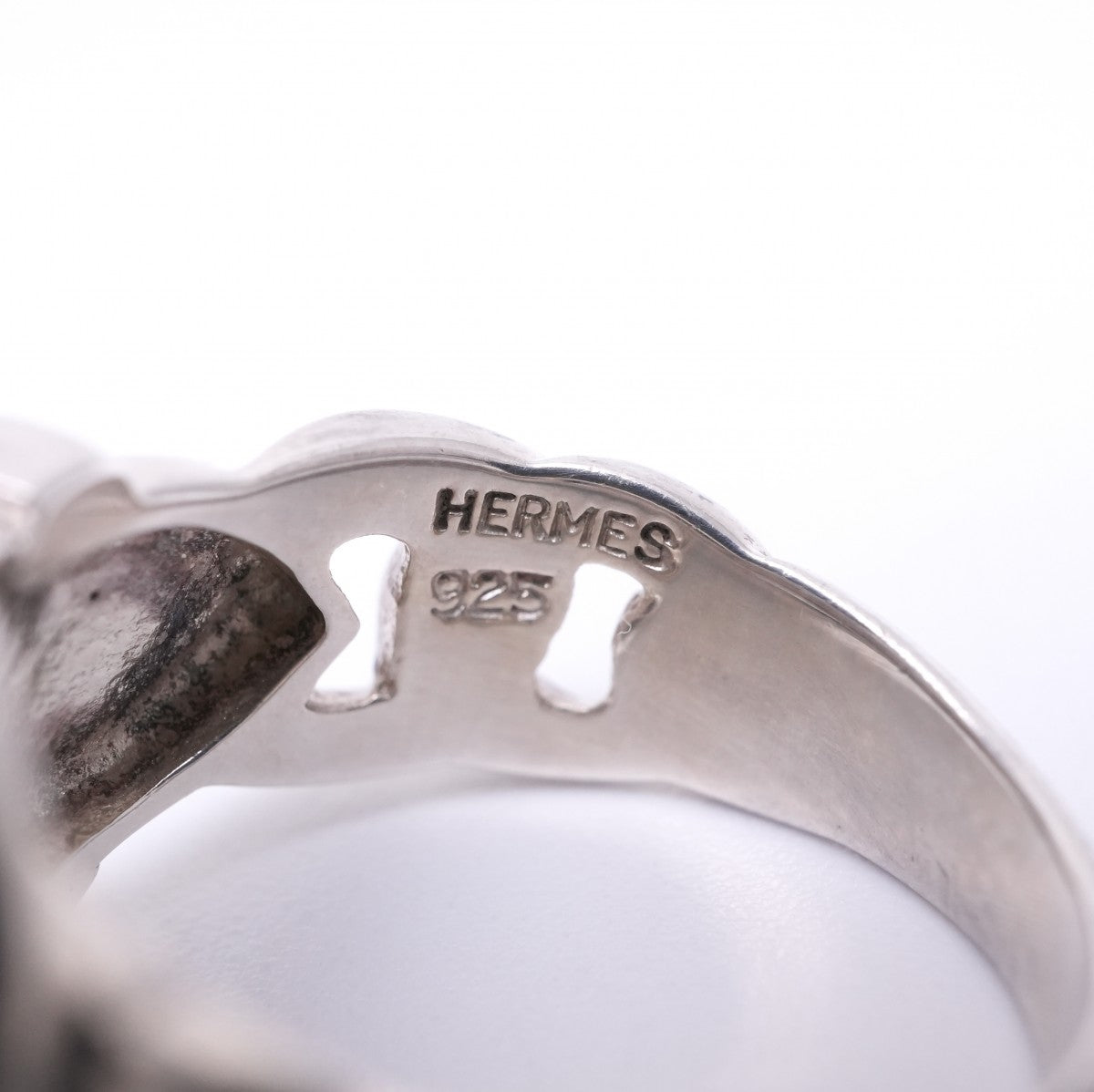 HERMES HERMES Bookle Serie Bookle Serie Ring 925 Silver Silver Belt Silver Vintage Hallmark Makers Mark included