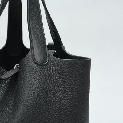 HERMES HERMES Picotin PM Picotin PM Picotin 18 Tote bag Toryon Clemence Noir Black Silver Metal Fittings Handbag