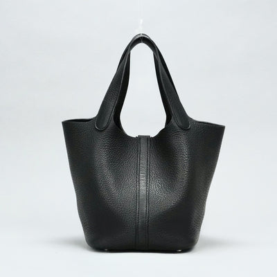 HERMES HERMES Picotin PM Picotin PM Picotin 18 Tote bag Toryon Clemence Noir Black Silver Metal Fittings Handbag