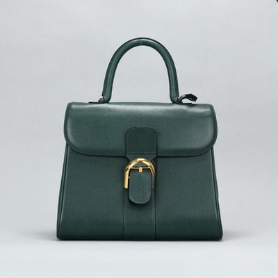 DELVAUX Delvaux Brillon MM Brillon MM袋，手提袋，皮革，绿色，绿色，金色硬件，手袋，肩膀袋，2向袋子