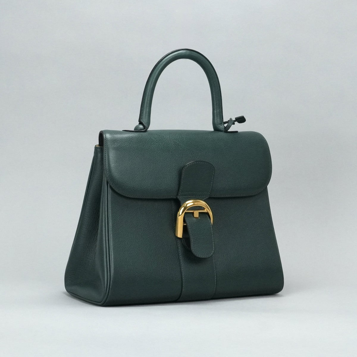 DELVAUX Delvaux Brillon MM Brillon MM袋，手提袋，皮革，绿色，绿色，金色硬件，手袋，肩膀袋，2向袋子