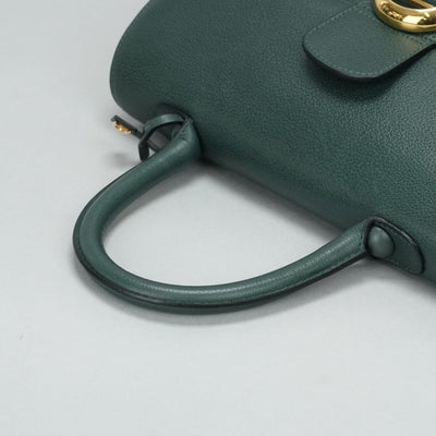 DELVAUX Delvaux Brillon MM Brillon MM袋，手提袋，皮革，绿色，绿色，金色硬件，手袋，肩膀袋，2向袋子