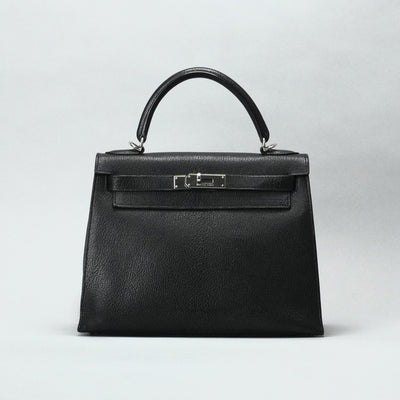 HERMES HERMES Kelly 28 Kelly 28 Bag, Tote Bag, Shoulder Bag, Chevre, Noir, Black, Silver Fittings Chevre mysore