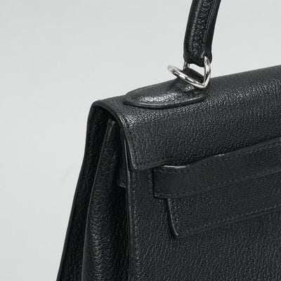 HERMES HERMES Kelly 28 Kelly 28 Bag, Tote Bag, Shoulder Bag, Chevre, Noir, Black, Silver Fittings Chevre mysore