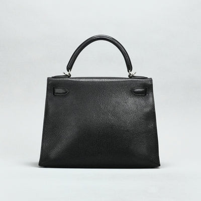 HERMES HERMES Kelly 28 Kelly 28 Bag, Tote Bag, Shoulder Bag, Chevre, Noir, Black, Silver Fittings Chevre mysore