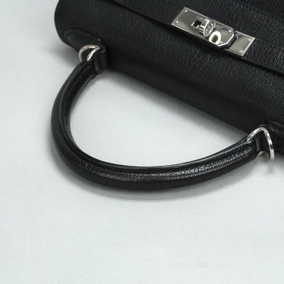 HERMES HERMES Kelly 28 Kelly 28 Bag, Tote Bag, Shoulder Bag, Chevre, Noir, Black, Silver Fittings Chevre mysore