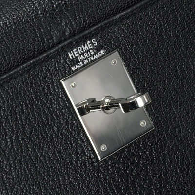 HERMES HERMES Kelly 28 Kelly 28 Bag, Tote Bag, Shoulder Bag, Chevre, Noir, Black, Silver Fittings Chevre mysore