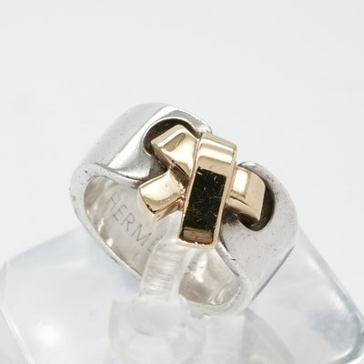 HERMES 헤르메스 러시 러셋 russet ring au750/ag925 실버 실버 리본 조합 골동품 금
