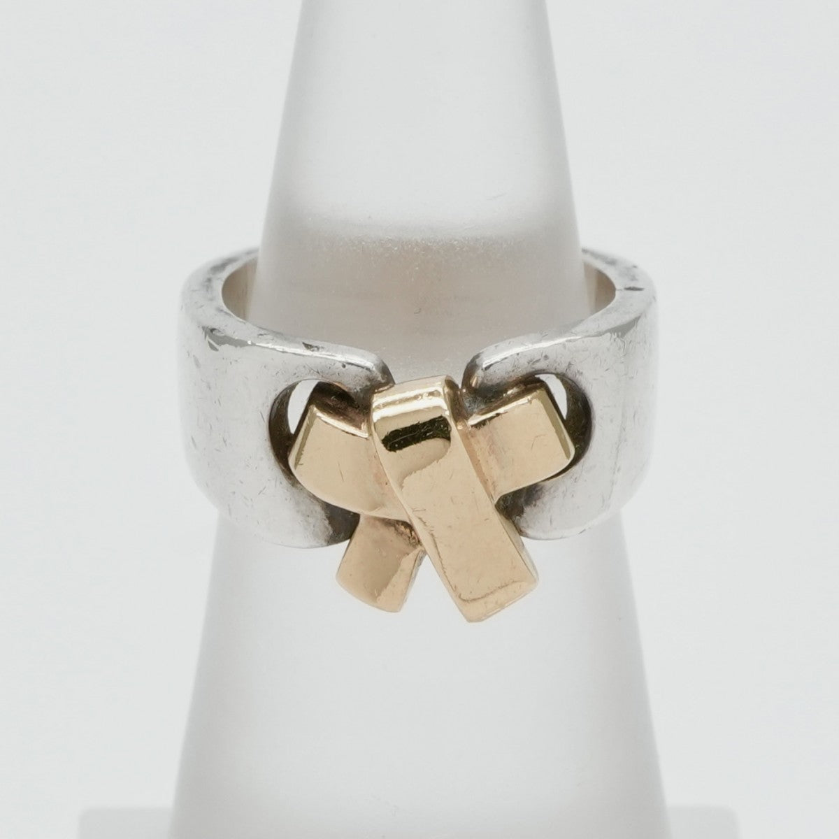 HERMES 헤르메스 러시 러셋 russet ring au750/ag925 실버 실버 리본 조합 골동품 금