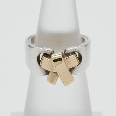 HERMES 헤르메스 러시 러셋 russet ring au750/ag925 실버 실버 리본 조합 골동품 금