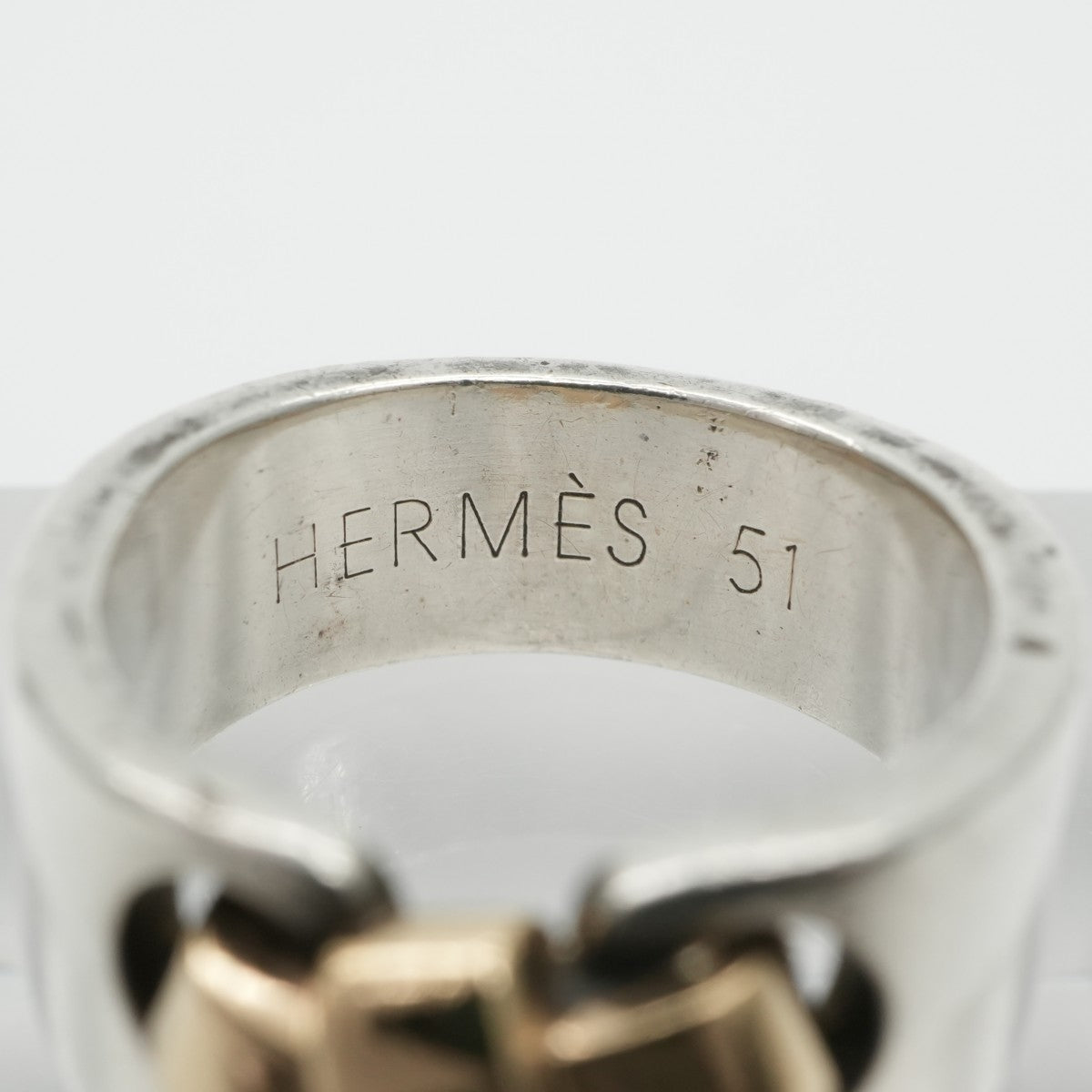 HERMES 헤르메스 러시 러셋 russet ring au750/ag925 실버 실버 리본 조합 골동품 금