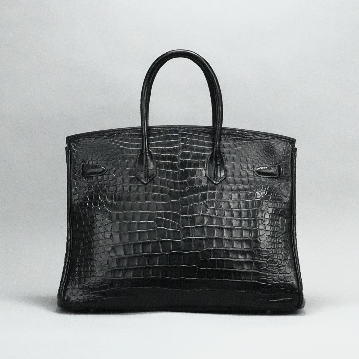 HERMES 헤르메스 Birkin 35 Birkin 35 가방, 토트 백, 폴로여, 악어, 느와르, 검은 색, 실버 피팅, 이국어