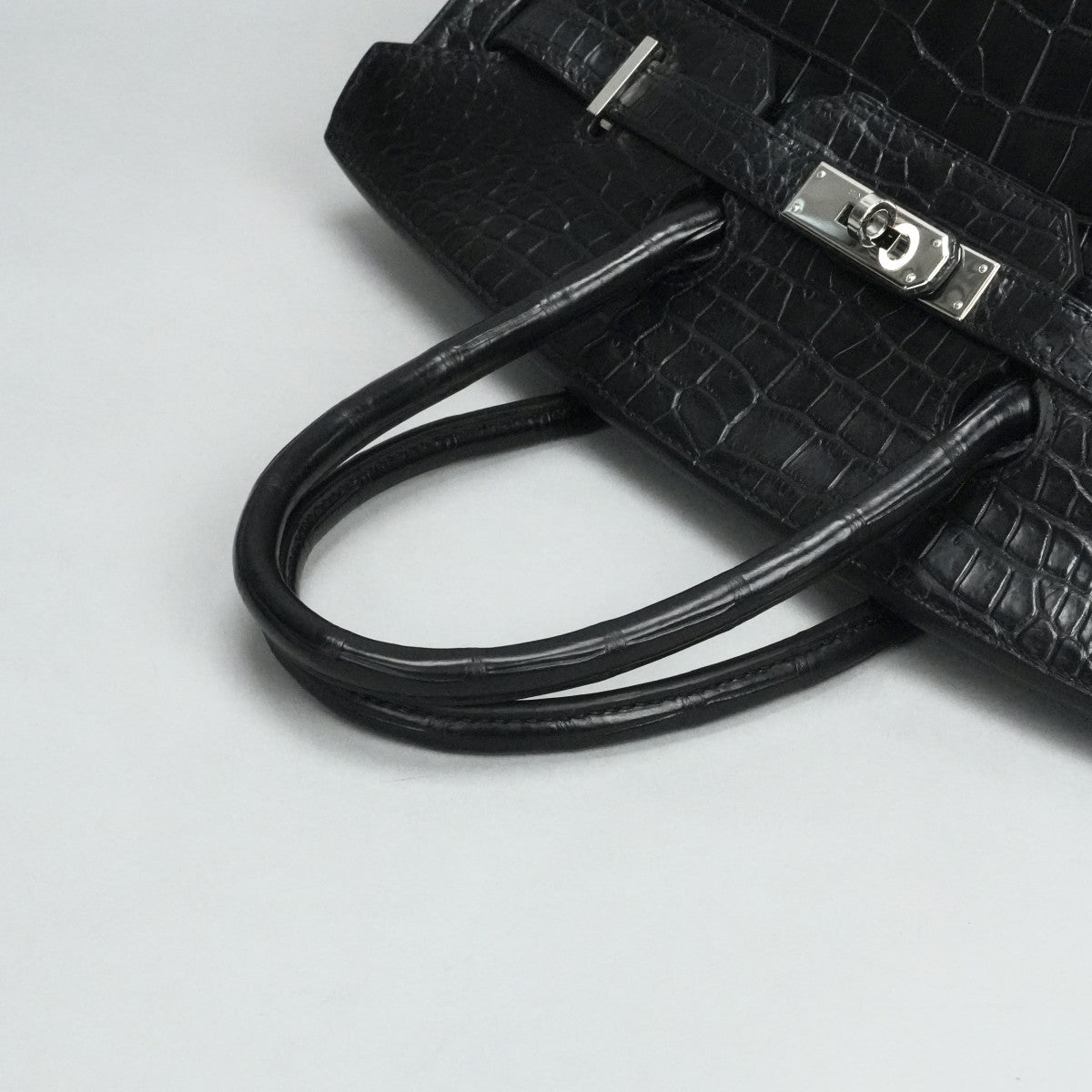 HERMES 헤르메스 Birkin 35 Birkin 35 가방, 토트 백, 폴로여, 악어, 느와르, 검은 색, 실버 피팅, 이국어