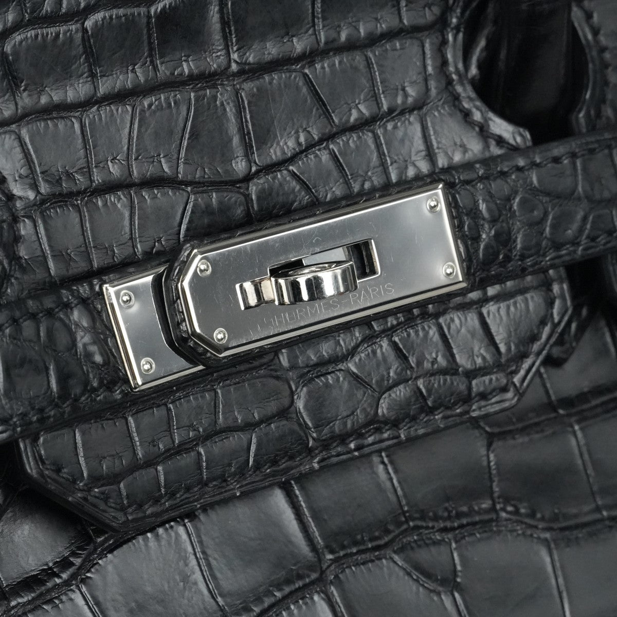 HERMES 헤르메스 Birkin 35 Birkin 35 가방, 토트 백, 폴로여, 악어, 느와르, 검은 색, 실버 피팅, 이국어