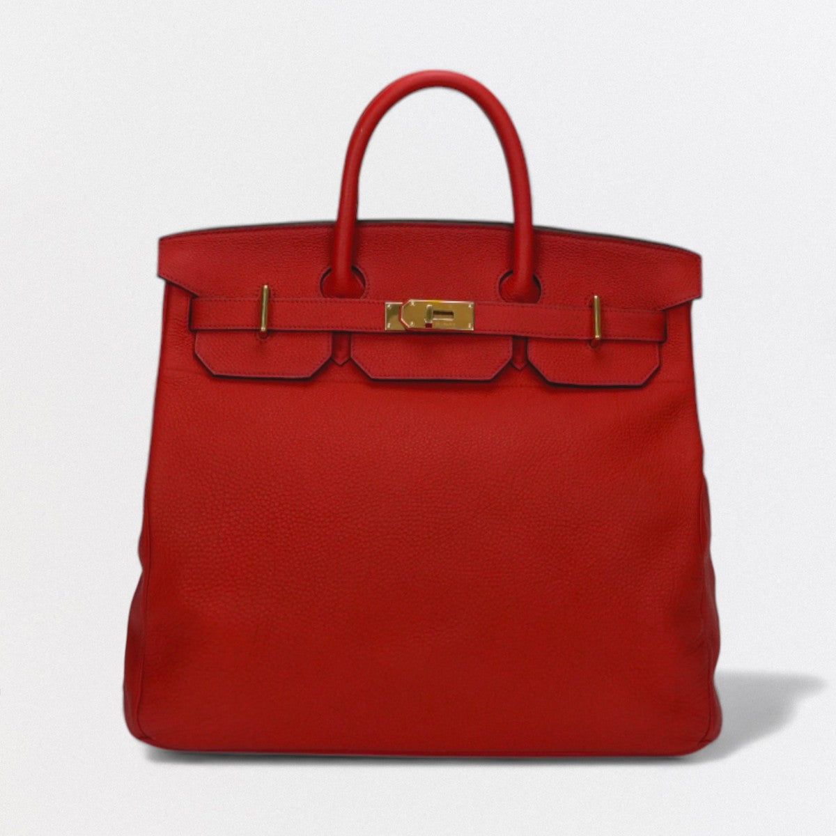 HERMES 爱马仕 Haut a courroies 40 Haut a courroies 40 Bag 托特包 Taurillon Clemence Vermillion 红 红金五金 手提包