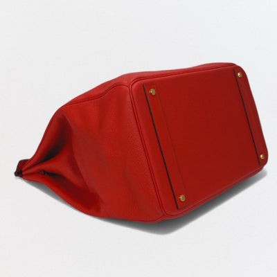 HERMES 爱马仕 Haut a courroies 40 Haut a courroies 40 Bag 托特包 Taurillon Clemence Vermillion 红 红金五金 手提包