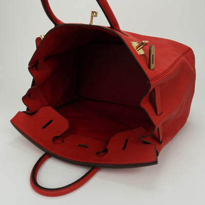 HERMES 爱马仕 Haut a courroies 40 Haut a courroies 40 Bag 托特包 Taurillon Clemence Vermillion 红 红金五金 手提包