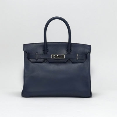 HERMES 爱马仕 Birkin 30 Birkin 30 袋子手提袋库什贝尔蓝色银色金属配件蓝色靛蓝