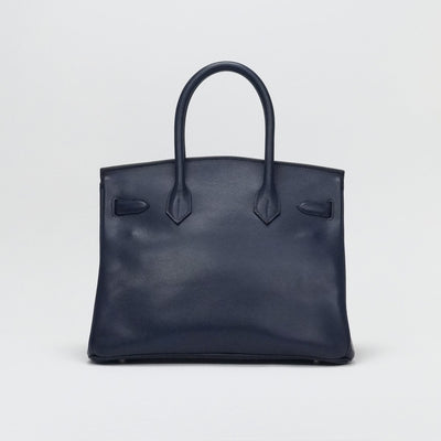 HERMES 爱马仕 Birkin 30 Birkin 30 袋子手提袋库什贝尔蓝色银色金属配件蓝色靛蓝
