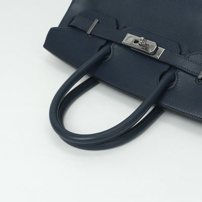 HERMES 爱马仕 Birkin 30 Birkin 30 袋子手提袋库什贝尔蓝色银色金属配件蓝色靛蓝