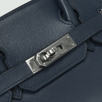 HERMES 爱马仕 Birkin 30 Birkin 30 袋子手提袋库什贝尔蓝色银色金属配件蓝色靛蓝