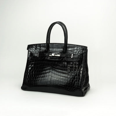 HERMES HERMES Birkin 35 Birkin 35 Tote bag crocodile nilotticus noir noir black black silver hardware Birkin 35Exotic Crocodile Nilotticus