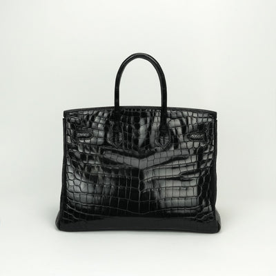 HERMES HERMES Birkin 35 Birkin 35 Tote bag crocodile nilotticus noir noir black black silver hardware Birkin 35Exotic Crocodile Nilotticus