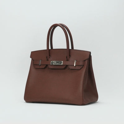 HERMES 爱马仕 Birkin 30 Birkin 30 袋子，手提袋，爱普生，西恩，棕色，棕色，银色配件，vo Epson