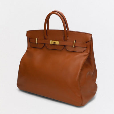 HERMES 爱马仕 Haut a courroies 45 Haut a courroies 45 包 手提包 沙发金色 金色 棕色 棕色 棕色金色五金 手提包