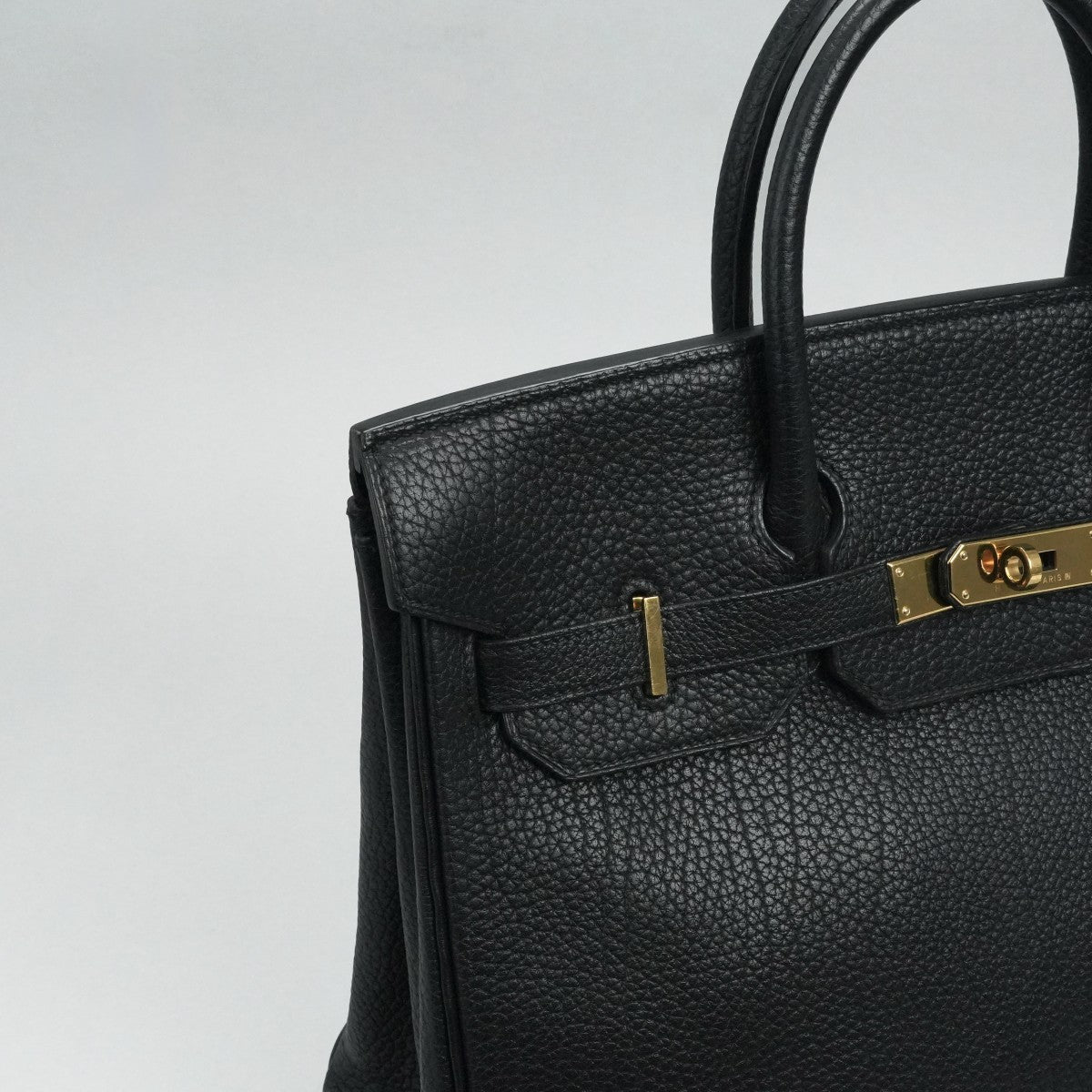 HERMES HERMES Haut ? courroies 32 Haut ? courroies 32 Bag, tote bag, fjord, noir, black, gold fittings