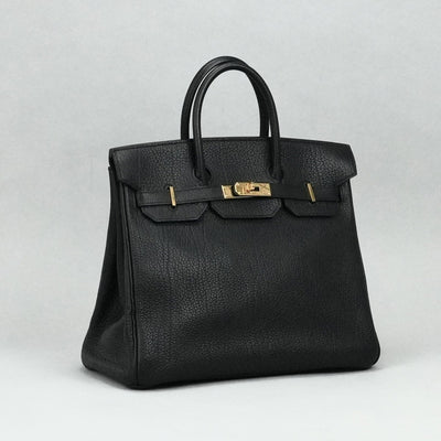 HERMES HERMES Haut ? courroies 32 Haut ? courroies 32 Bag, tote bag, fjord, noir, black, gold fittings