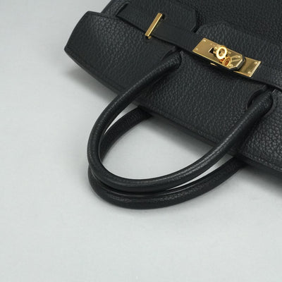 HERMES HERMES Haut ? courroies 32 Haut ? courroies 32 Bag, tote bag, fjord, noir, black, gold fittings