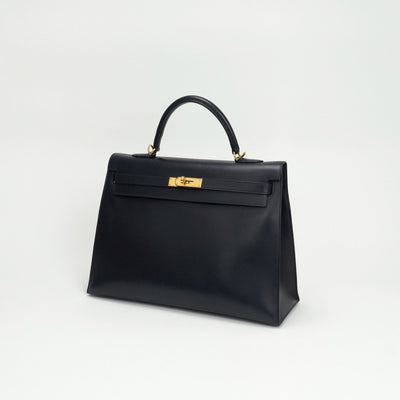 エルメス HERMES ケリー35 ケリー 35 バッグ トートバッグ ショルダーバッグ ボックスカーフ ネイビー 紺 ゴールド金具